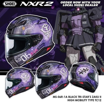 Shoei NXR2 Gundam Zaku II Black Tri-Star Limited Full Face Helmet Purple MS-06R
