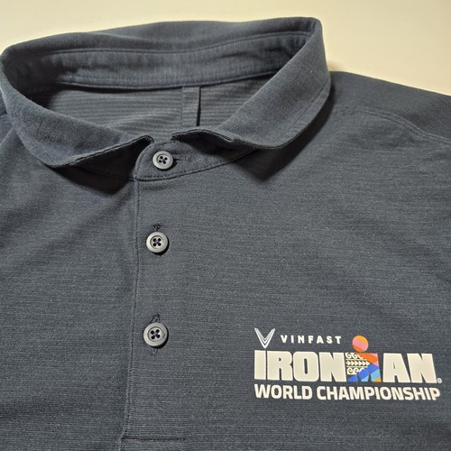 Lululemon Men's Large Navy Blue Evolution Polo Shirt Ironman Championship  - Zdjęcie 7 z 10
