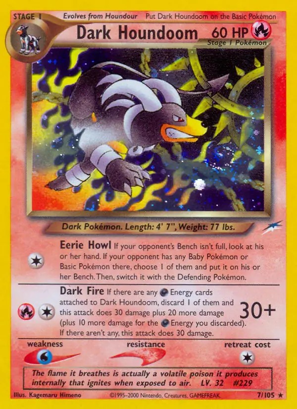 Dark Houndoom - 7/105 - Pokemon Neo Destiny Unlimited Holo Rare Card WOTC NM