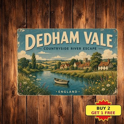 Dedham Vale England Landscape Travel Artwork Souvenir Vintage Metal Tin Sign Art
