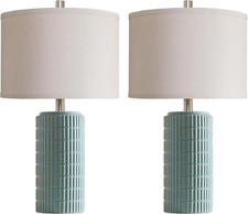AIEAMPDO 23" Set of 2 Modern Ceramic Table Lamps for Living Room  Nightstand La