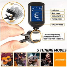LCD Clip on Chromatic Acoustic Electric Guitar Bass Ukulele Banjo Violin Tuner