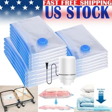 10 Pack Vacuum Storage Bags Bedding Clothes Travel Space Saver w/ Electric Pump