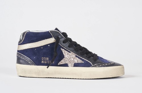 Baskets Golden Goose Mid Star bleu marine daim doré neuves dans leur boîte femmes EU 38 US 8 - Photo 1/6