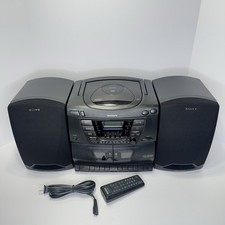 Sony Boombox Vintage Mega Bass CD Dual Cassette AMFM CFD-ZW160 w/Remote -Tested-