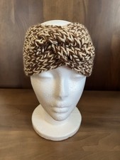 One Size Knit Headband Brown Beige Fall Colors Handmade