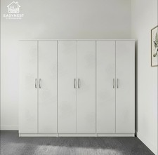 6 Door Wardrobe White Ready Assembled Triple Wardrobe Large Bedroom Storage