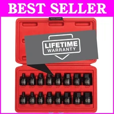 Durable Low Profile 3/8 Inch Drive Hex Drivers - 16 Piece Set in Storage Case