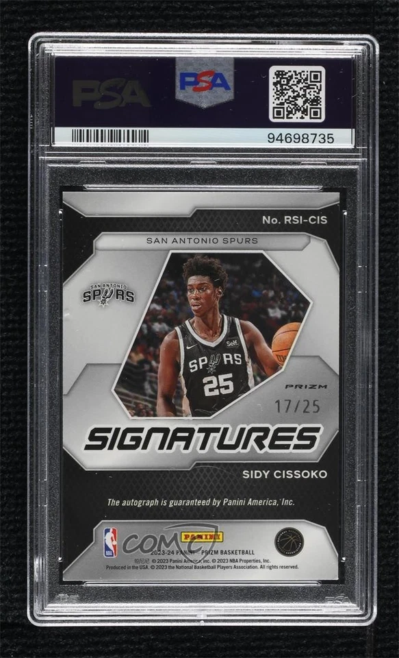2023-24 Panini Prizm Rookie Signatures Mojo /25 Sidy Cissoko PSA 9 MINT Auto RC - Image 2 of 2