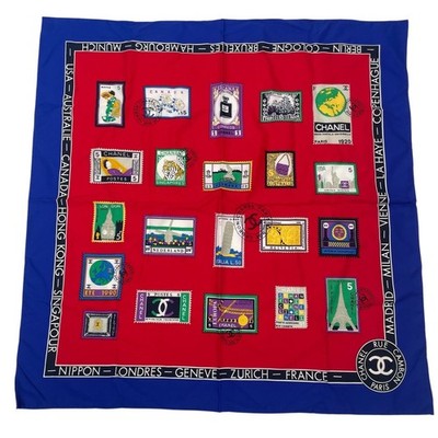 Chanel Silk Stamp Pattern Scarf Multicolor Like Fashion Accessories