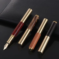 Mini Pocket Wood Fountain Pen Metal Business Office Portable Ink Supplies Pen