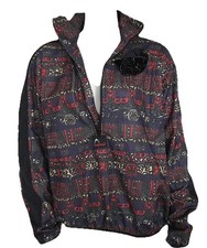 Vintage Head Womens Patterned Floral Pin Half Zip Windbreaker Sweatshirt Medium
