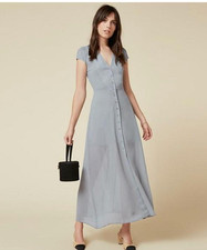 Reformation Naveen Button-Front Dress Periwinkle Blue Wedding Viscose Size 4