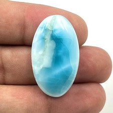 37.Ct 3x19x33 mm Natural Designer Blue Larimar Oval Cabochon Gemstone BH=0193