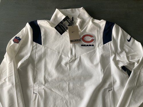 NFL Chicago Bears Nike Coaches Sideline M White 1/4 Zip Golf Jacket NEW W/TAGS