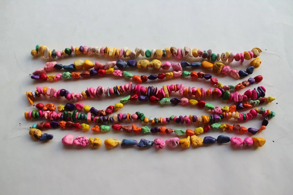 Multi Color Polished Stone Rock Bead Lot for Crafts Jewelry Making 8 Strands
