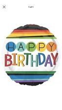 Lot Of 5 New Anagram Rainbow Happy Birthday Round Foil Mylar Balloons