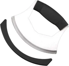 Mezzaluna Knife Razor Sharp Rocker Slicer w/ Protection Cover Vegetable Chopper