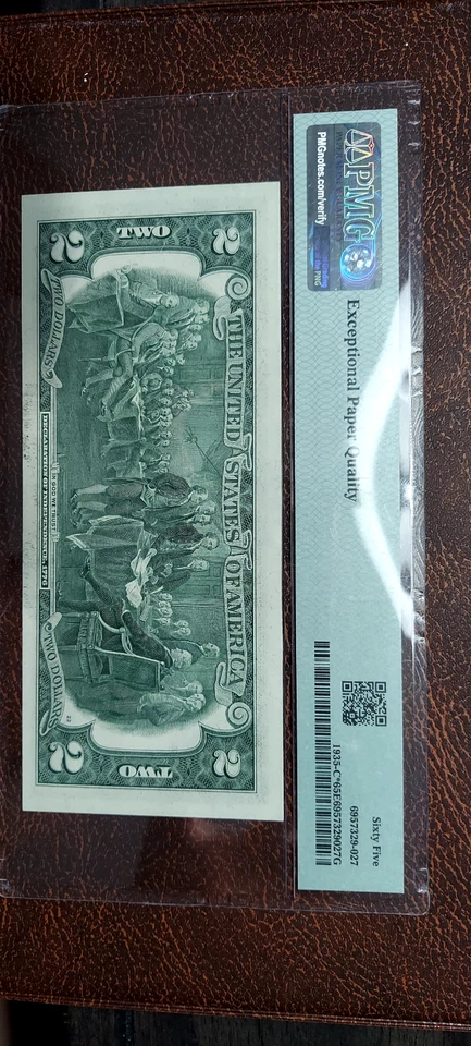 $2 note 1976 Philadelphia FRN Star Note Low  serial# PMG 65 EPQ Gem Uncirculated - Image 2 of 2