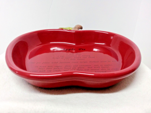 Harvest Red Stonewear Apfelförmige Kuchen Backform Platte mit Rezept 11,5"x11" - Bild 3 von 9
