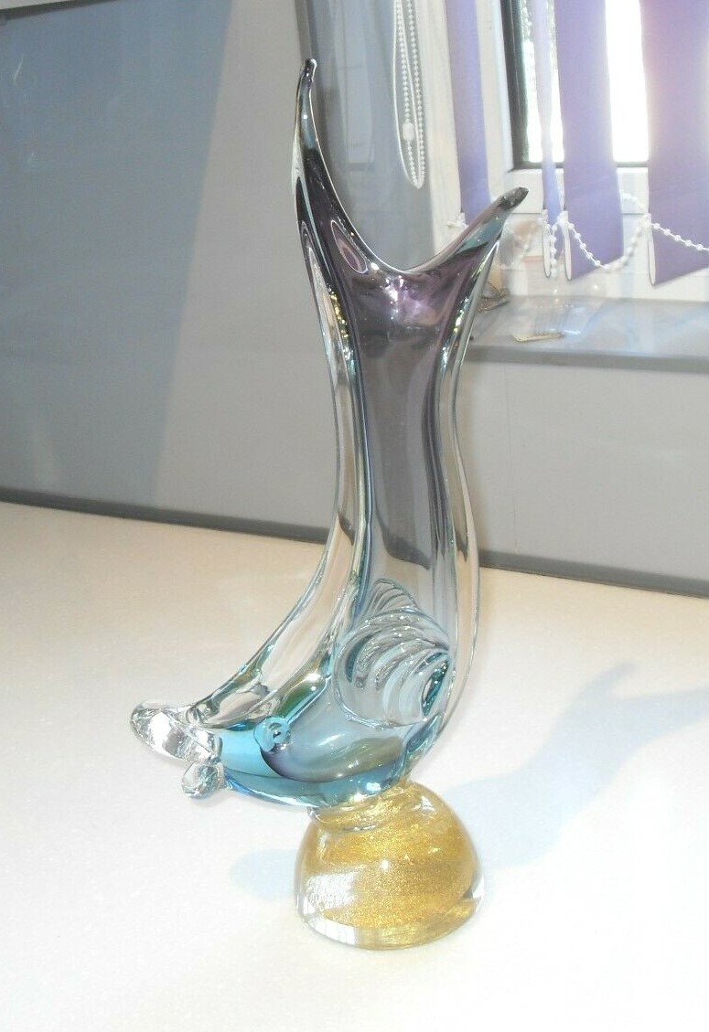 LARGE SIZE 16" VINTAGE 1960/70s STUNNING MURANO FREEFORM ART GLASS FISH