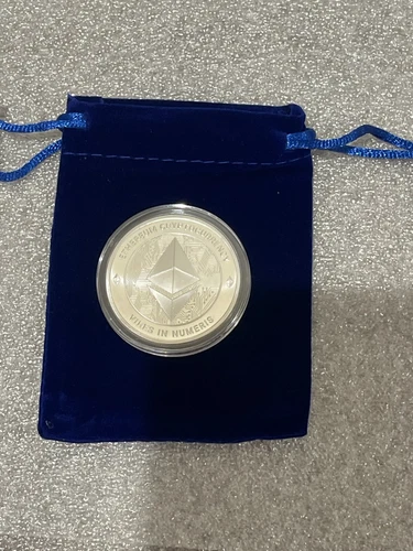 NEW  ETHEREUM Cryptocurrency Pure .999 Fine Silver Round IN CAPSULE & GIFT POUCH