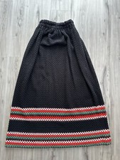 Handmade Crocheted Maxi Skirt Black Striped Boho Hippie Festival Sz M 1970s Vtg