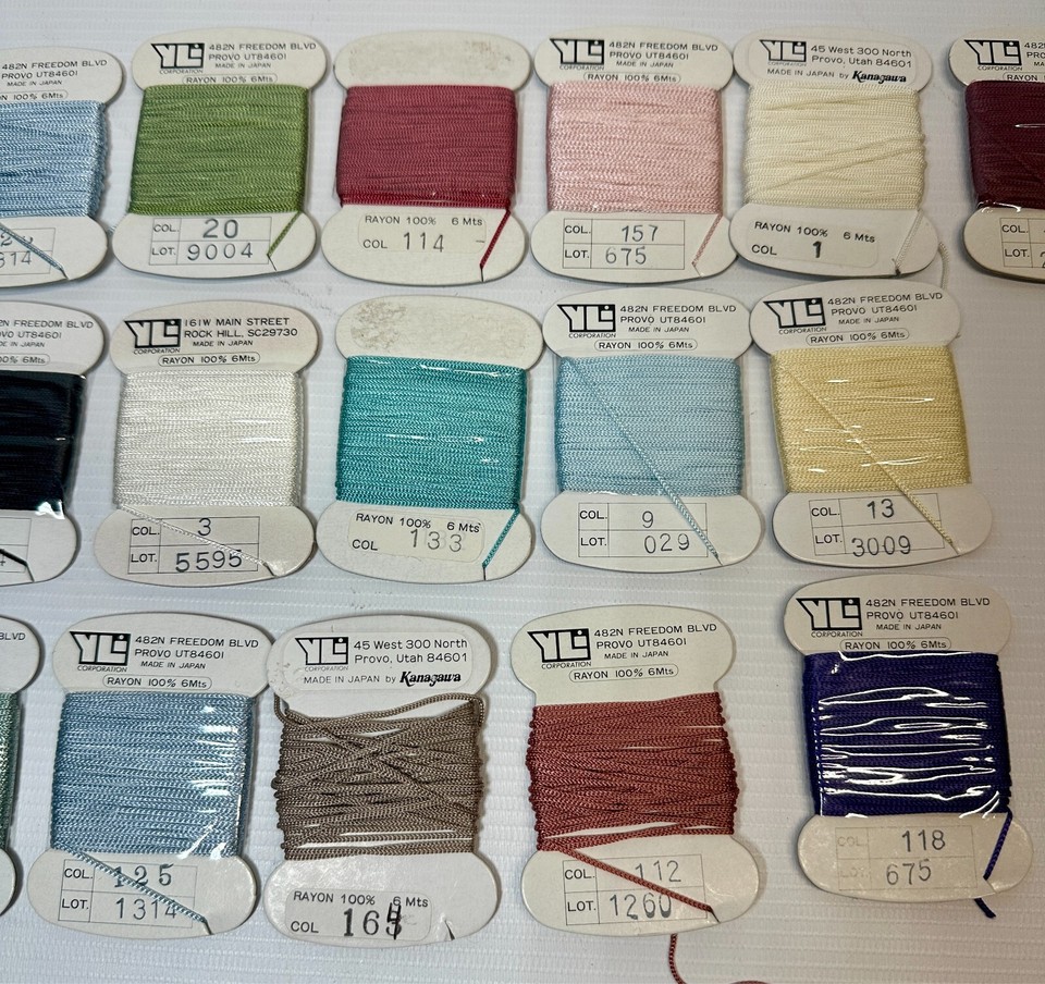 Lot 16 YLI Rayon Japanese Ribbon Floss for Needlepoint Cross Stitch