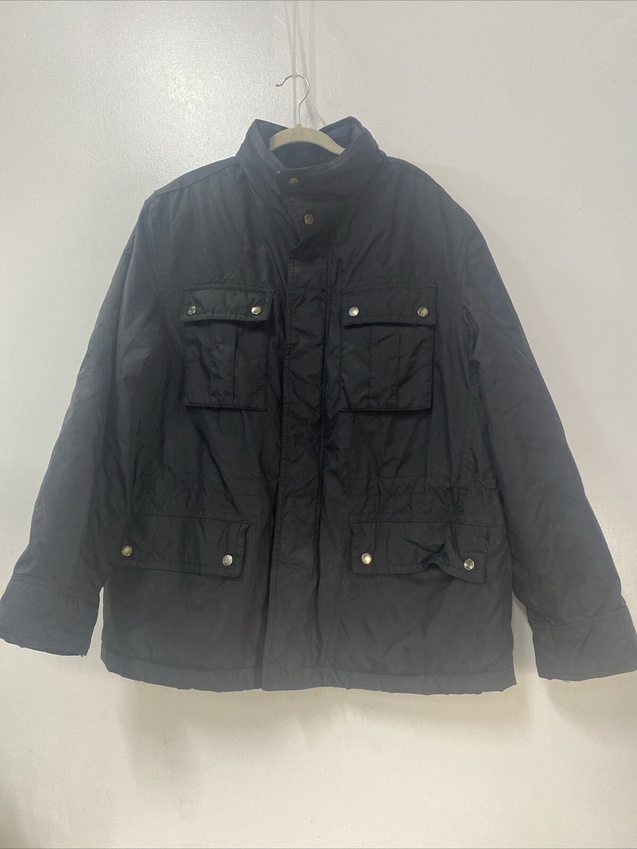 Merona Black Coated Canvas 4 Pocket Field Utility Jacket Merona Black Coated Canvas 4 Pocket Field Utility Jacket