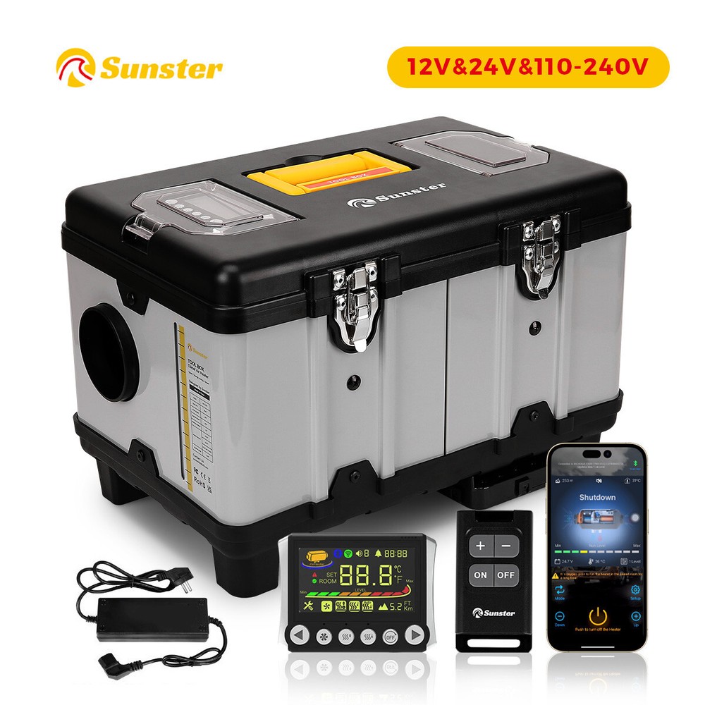 12V 24V 110V 8KW Diesel Air Heater Portable Toolbox night heater for car camper