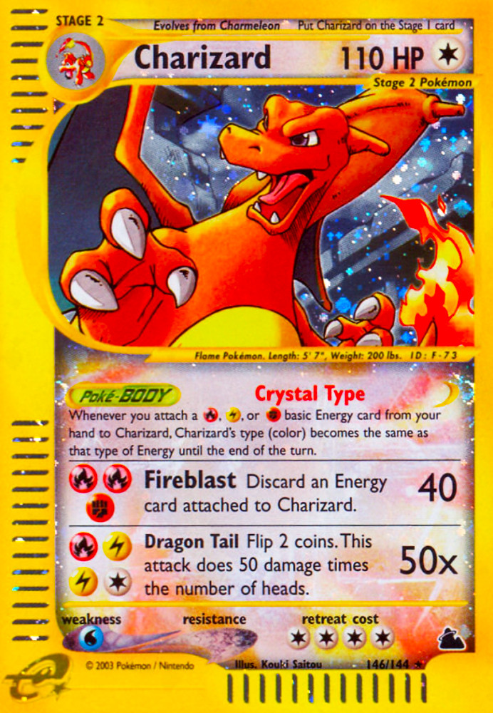 POKEMON SKYRIDGE HOLO CRYSTAL CHARIZARD #146 CARD 2003 Photo Magnet @3"x5"