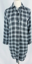 Madewell Sz XXS Women's Black White Kemp Plaid Long Sleeve Shirt Dress