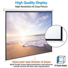 84" X 84"Manual Pull Down Projector Screen Home Theatre Play Game Bedroom