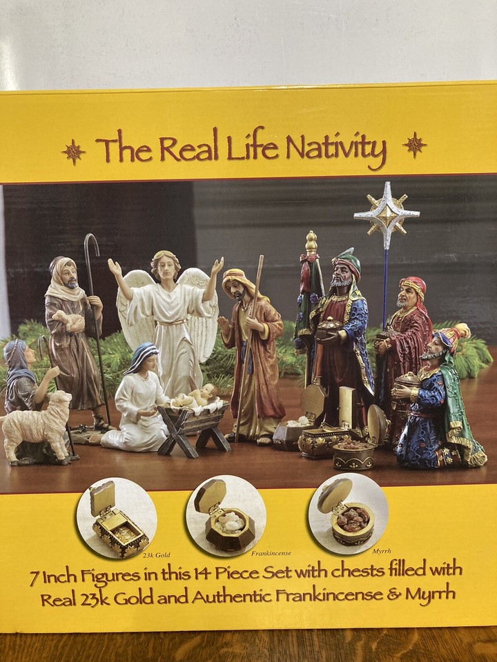 Real Life Nativity Set by Three Kings Holy Family Gold Myrrh 7