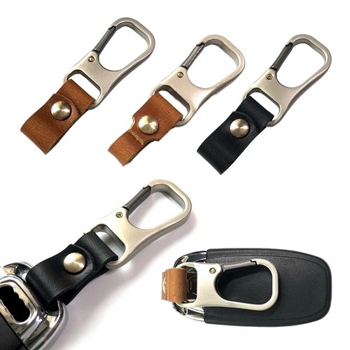 KEY CHAIN LEATHER Belt Loop Key Holder Rings Keychain Keyring Keyfob Detachable - Picture 2 of 12