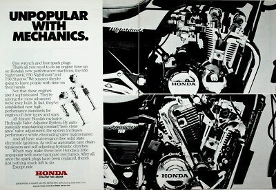 1983 Honda Nighthawk 650 Shadow 750 2 Page Vintage Motorcycle Ad