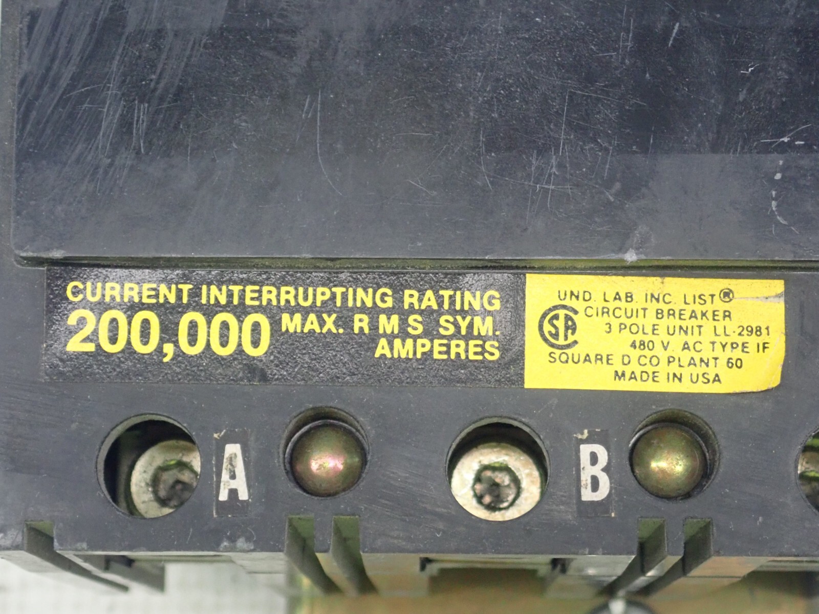 Square D IF34040 40 Amp 3 Pole 480V  200K I-Line Circuit Breaker Tested