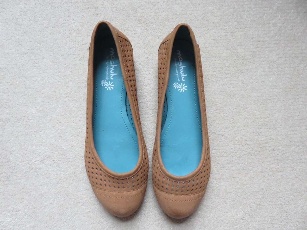 Moshulu, 'Vinaigrette Tan Suede Ballet Pumps, With Box, Little Worn VGC,  size