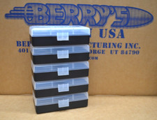 9mm / .380 ACP 5 x 50 ROUND PLASTIC AMMO BOXES (CLEAR COLOR)