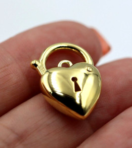 Authentic Sterling Silver Gold Plated 925 Bubble Heart Padlock Pendant 15mm *Free Post
