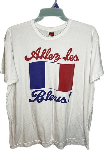 Vintage Allez Les Bleus Go Blues France Soccer Team Shirt Single Stitch Size 2XL