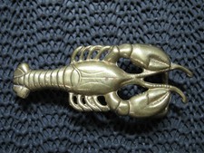 BRUTALIST LOBSTER BRASS HIPPIE BELT BUCKLE VINTAGE RARE SIGNED 1970s USA 