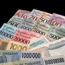 Inflation 17 Banknote World Paper Money Lot Set Currency Collection Defunct Cash