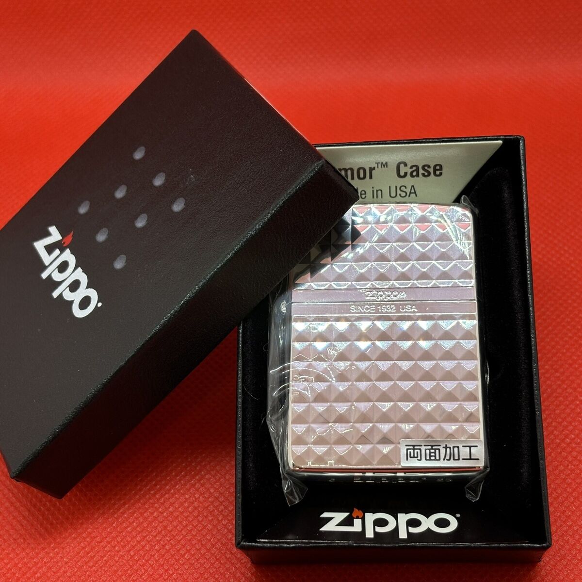Zippo Oil Lighter Diamond Cut Mirror Standard Design Silver Zippo Oil Lighter Diamond Cut Mirror Standard Design Silver