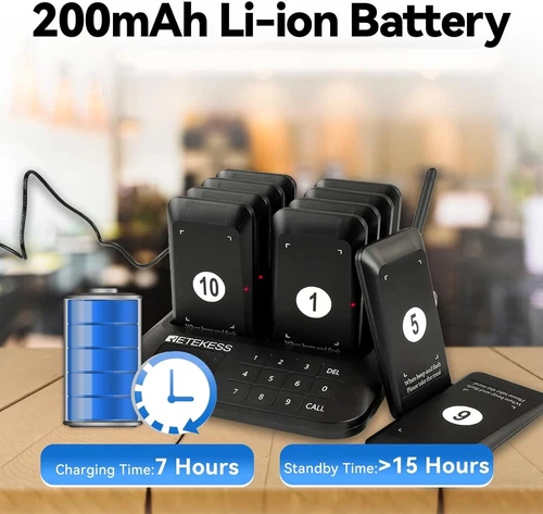 Retekess TD157 vibrierendes Pager-System, Summer für Restaurant, 984 Fuß große Reichweite, - Bild 6 von 12