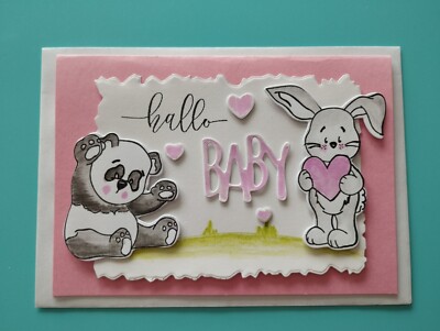 3D Grußkarte *Hallo Baby* Geburt A6 Handarbeit 