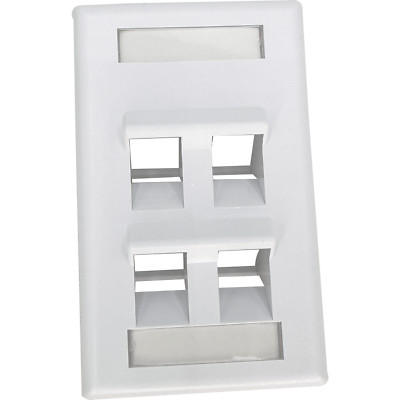 1008 Four Port Single Gang Angle White Wallplate - Convenient, NTCFL