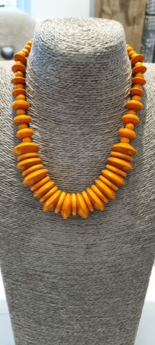 Fashion Jewellery Necklace Orange  Tone  Style Short  Length Wooden Beaded - Afbeelding 1 van 14