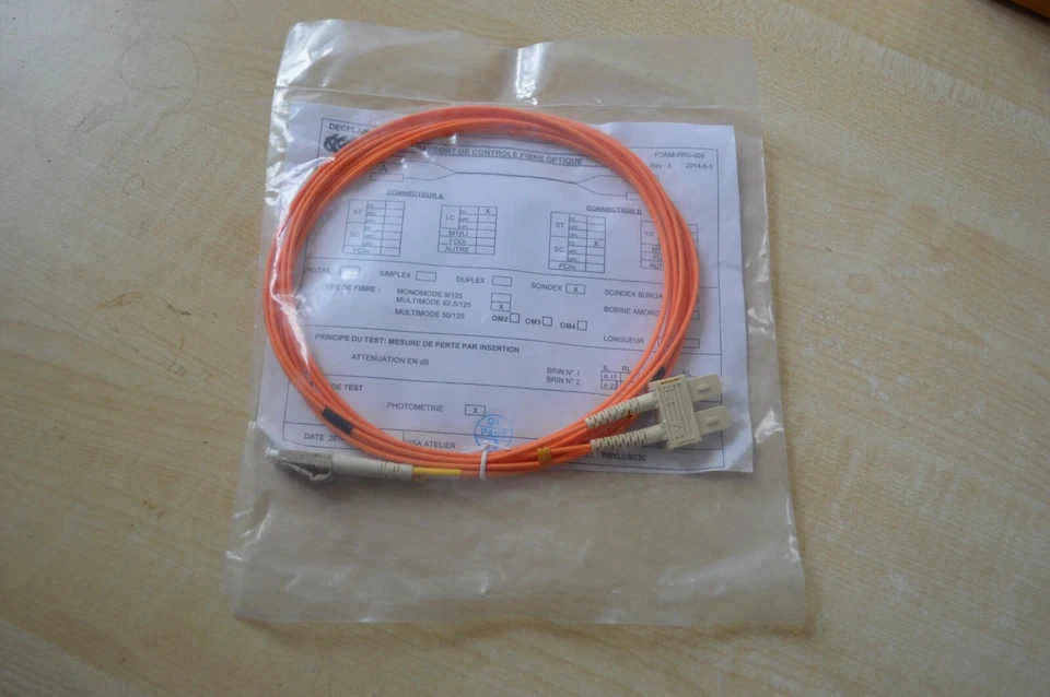 JARRETIERE MULTIMODE DUPLEX 62,5/125 LC/SC 3M - Photo 1/1