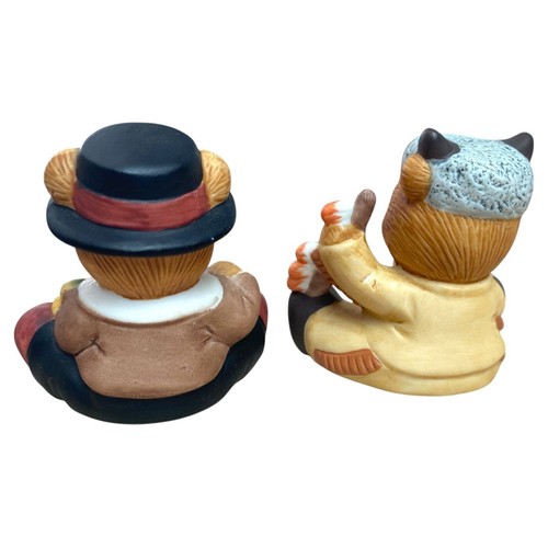 HOMCO 1413 Thanksgiving Bears Set of 2 Vintage Autumn Harvest Figurines Cute (B) - Picture 2 of 3